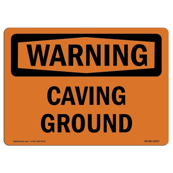 Safety Sign, OSHA WARNING, 3.5" Height, Caving Ground, Landscape, 10PK